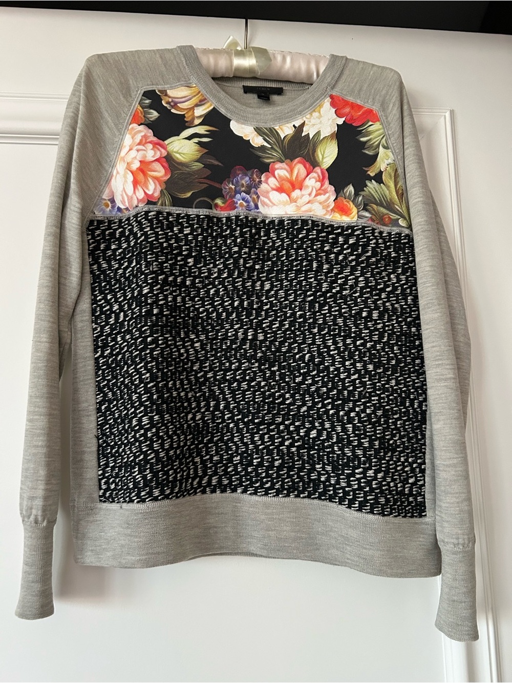 J. Crew Floral Panel Gray Women's Sweat